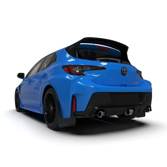 Rally Armor 23-25 Toyota GR Corolla Black Mud Flap with Light Blue Logo - Durable Polyurethane Protection