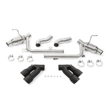 Load image into Gallery viewer, Mishimoto MMEXH-CAM8-16AQTPBK Quad-Tip Pro Axle-Back Exhaust with Black Tips for 2016-2024 Chevrolet Camaro SS