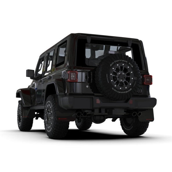 Rally Armor 2018+ Jeep Wrangler Rubicon JL Black UR Mud Flap with Red Logo