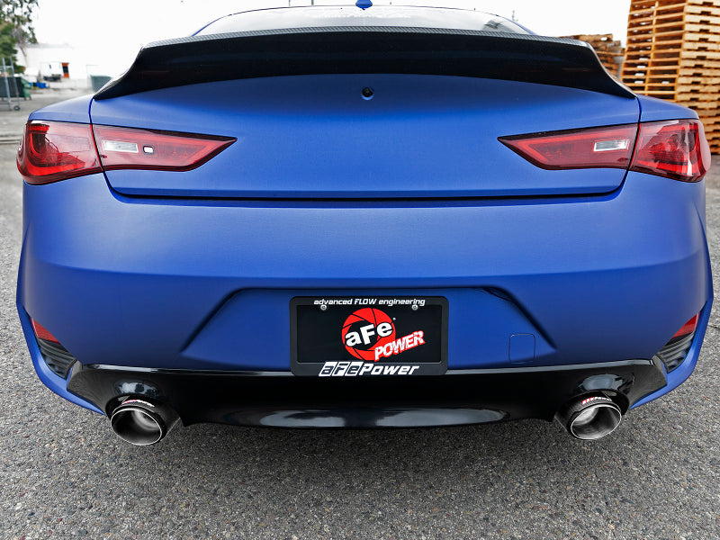 aFe Power Takeda 2.5-inch 304 Stainless Steel Cat-Back Exhaust with Carbon Fiber Tips for Infiniti Q60 2017-2021