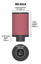 Load image into Gallery viewer, K&amp;N Engineering Universal Rubber Air Filter with 3.5-inch Flange and 5-inch Outer Diameter