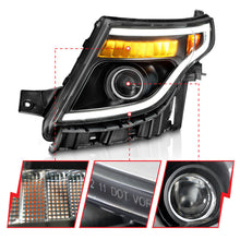 Load image into Gallery viewer, ANZO 11-15 Ford Explorer Projector Headlights with Light Bar, Black Housing – Improved Style &amp; Performance