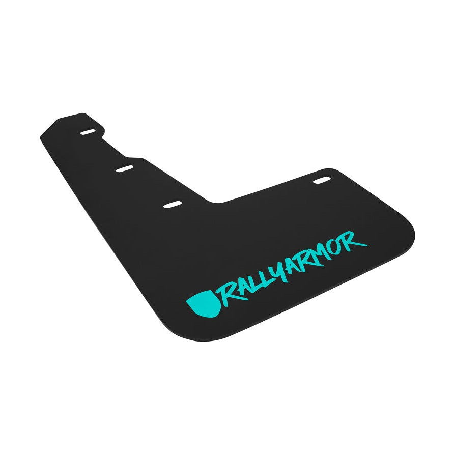 Rally Armor UR Series Black Mud Flaps for Subaru WRX (2015-2018) with Teal Logo