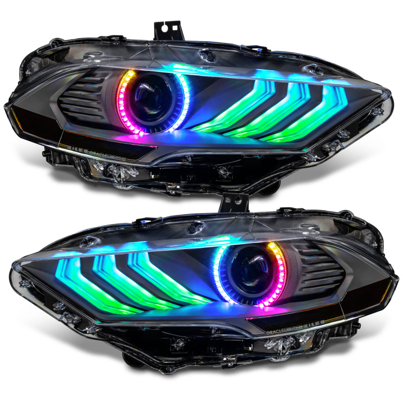 Oracle Lighting 18-23 Ford Mustang Black Series Dynamic ColorSHIFT LED Headlights with Sequential Turn Signal