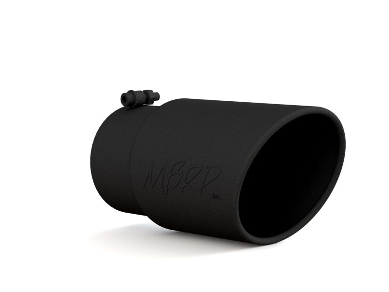 MBRP Universal 6-inch Diameter Black Exhaust Tip with Angled Rolled End, 12-inch Length