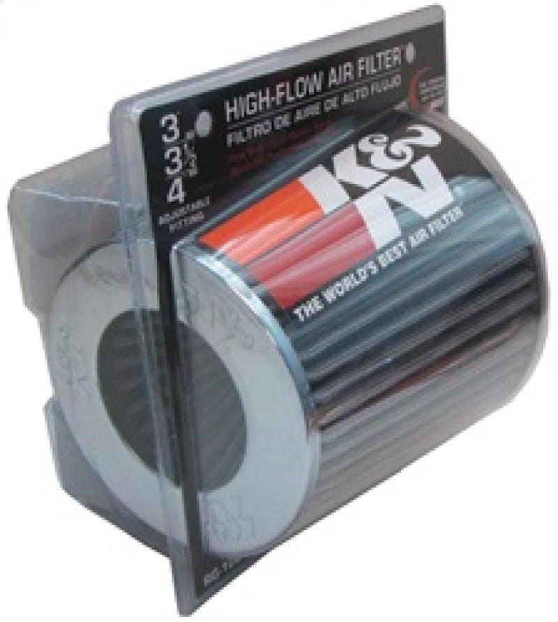 K&N Engineering Universal Chrome Round Tapered Air Filter - 4-Inch Flange ID, 5.5-Inch Height, Fits Multiple Applications