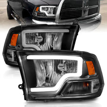 Load image into Gallery viewer, ANZO 2009-2018 Dodge Ram 1500 Crystal Headlight Set with Light Bar, Black Housing, Clear Lens