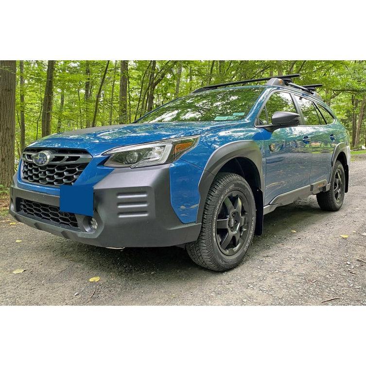 Rally Armor 22-25 Subaru Outback Wilderness Black Mud Flap with Wild Orange Logo - Durable Polyurethane Protection