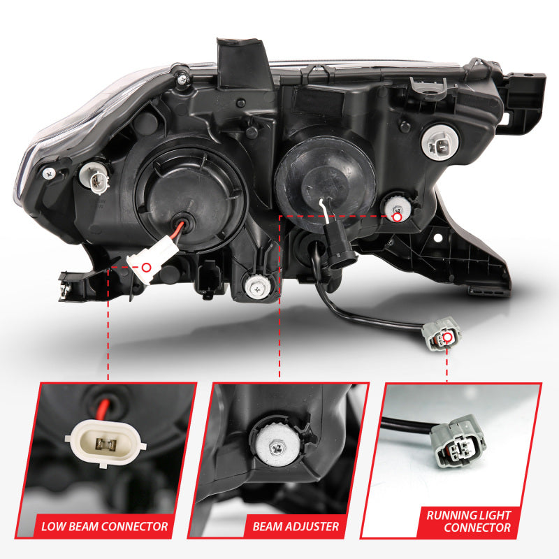 ANZO 2016-2017 Toyota Tacoma Projector Headlights with Plank Style Design, Black Housing and Amber Accents