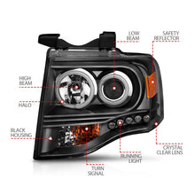 Load image into Gallery viewer, ANZO 2007-2014 Ford Expedition Projector Headlights with Halo and Black Housing