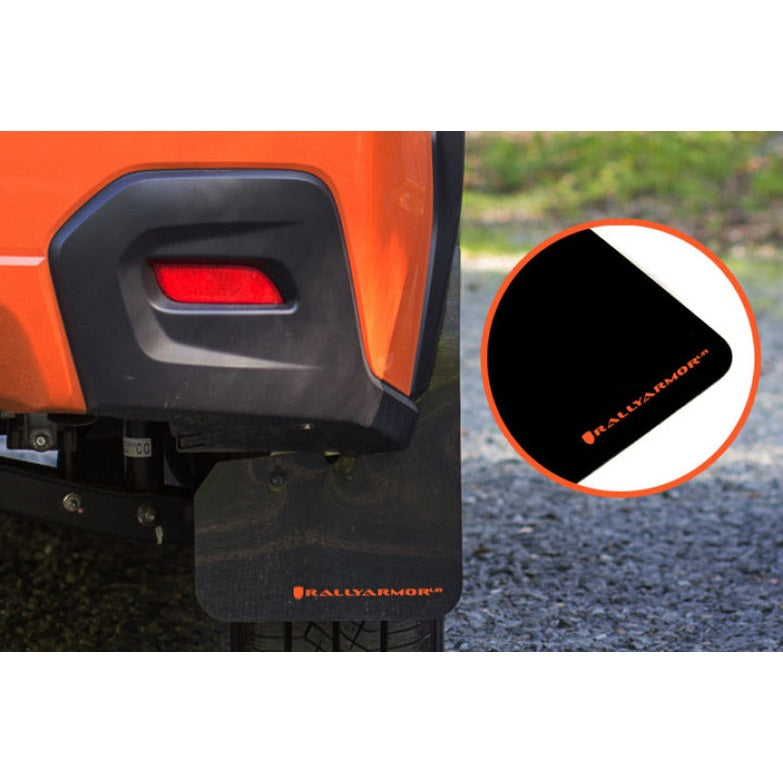 Rally Armor UR Series Black Mud Flaps with Orange Logo for Subaru XV Crosstrek (2013-2015)