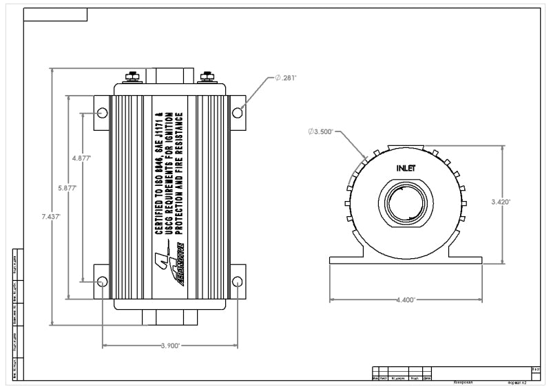 Aeromotive Marine 1000HP Fuel Pump - High-Performance Ignition Protected Marine Fuel Pump for Boats