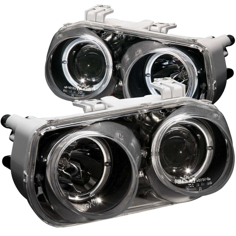ANZO 1994-1997 Acura Integra Projector Headlights with Halo, Black Housing, Clear Lens – Pair
