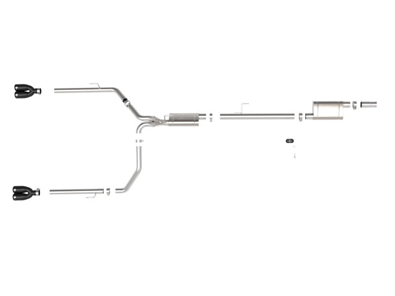 aFe Vulcan Series 3 Inch to 2-1/2 Inch Stainless Steel Cat-Back Exhaust System for Jeep Gladiator (2020-2021) with Black Tips