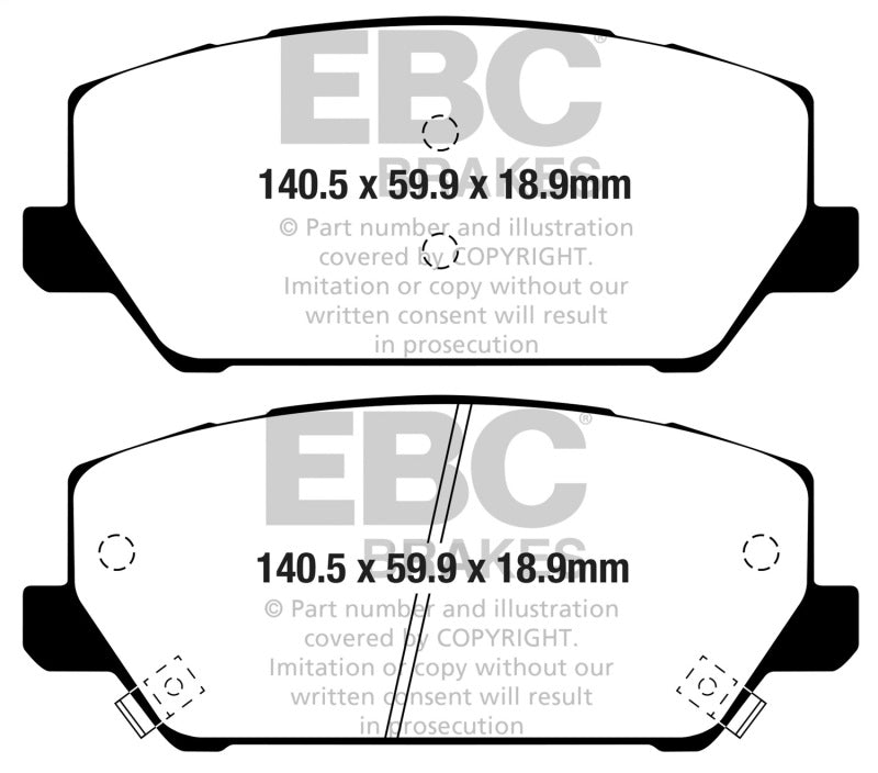 EBC DP42343R Yellowstuff Front Brake Pads for 2019-2026 Hyundai Veloster N, Kona N and Elantra N