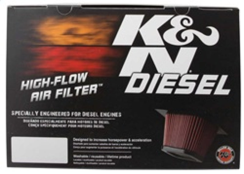 K&N Engineering Part E-0781 High-Flow Reusable Air Filter for 2010 GMC Sierra 2500HD and 3500HD, Chevrolet Silverado 2500HD and 3500HD with 6.6L Duramax V8 Diesel