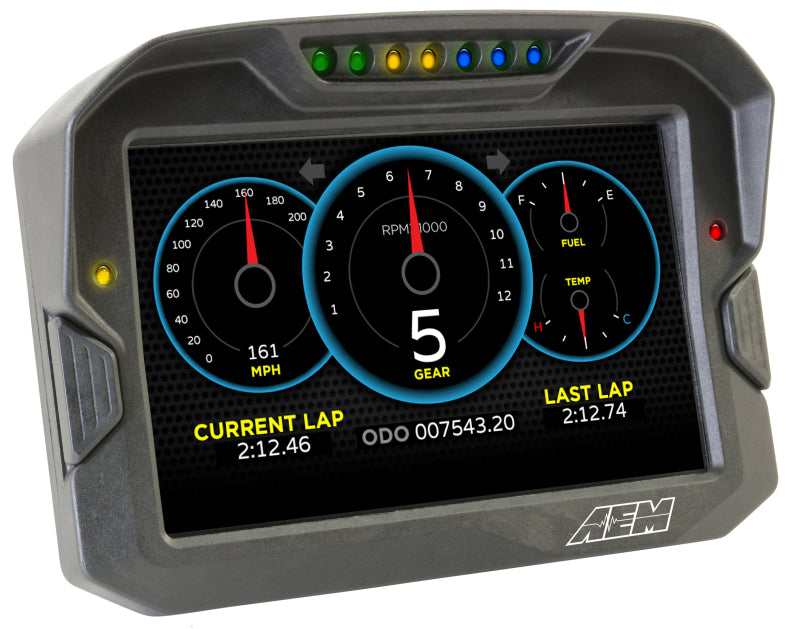 AEM CD-7 Carbon Digital Dash Display with GPS - 7-inch full-color racing dash, CAN input, and lightweight carbon fiber enclosure