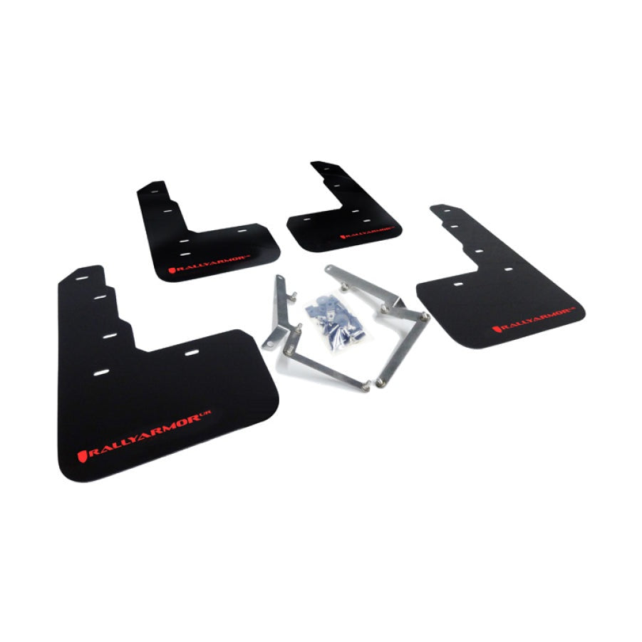 Rally Armor 17-22 Honda Civic Type R Black UR Mud Flaps with Red Logo – Durable Polyurethane Protection