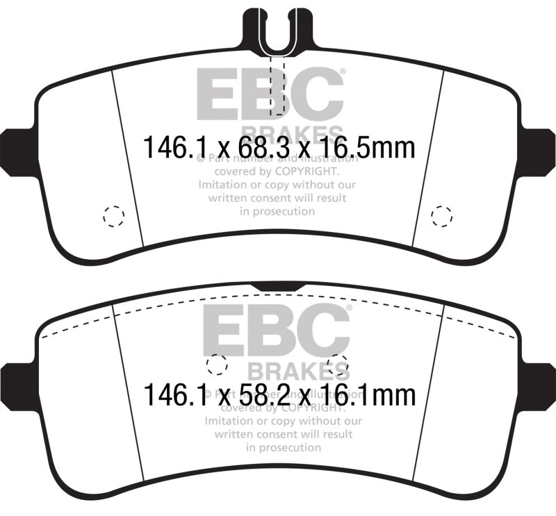 EBC Brakes Yellowstuff Rear Brake Pads for Mercedes-Benz C63 AMG and S-Class Models
