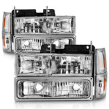 ANZO 88-98 Chevrolet C1500 Crystal Headlights with Chrome Housing and Signal/Side Markers