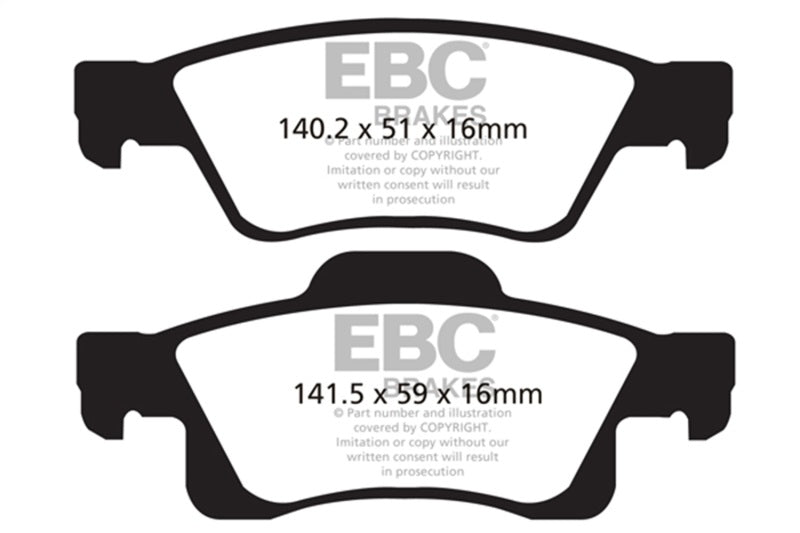 EBC DP41872R Yellowstuff Rear Brake Pads for 2011-2014 Jeep Grand Cherokee and Dodge Durango