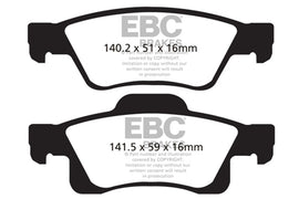 EBC DP61872 Greenstuff 6000 Series Rear Brake Pads for 2011–2014 Jeep Grand Cherokee and Dodge Durango