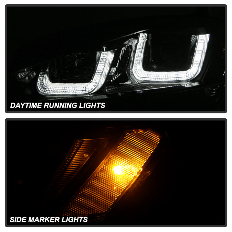 Spyder Volkswagen Golf VII 2014-2016 Projector Headlights with DRL LED Black Stripe - OEM Replacement