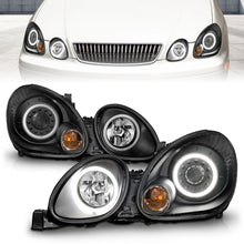 Load image into Gallery viewer, ANZO Lexus GS300 &amp; GS430 Projector Headlight Set with Halo, Black Housing, Pair - Fits 1998-2005 Models