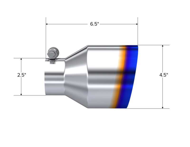 MBRP Universal Burnt Stainless Steel Exhaust Tip - 2.5 in. Inlet / 4.5 in. OD Out / 6.5 in. Length, Angle Cut, Single Wall