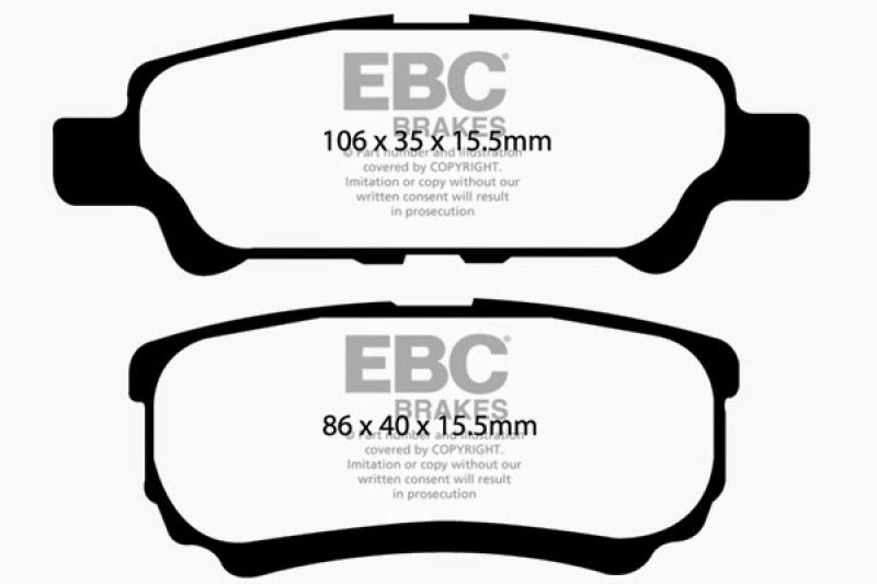 EBC Yellowstuff Rear Brake Pads for Dodge Avenger and Chrysler 200 * High-Performance Street & Track Use