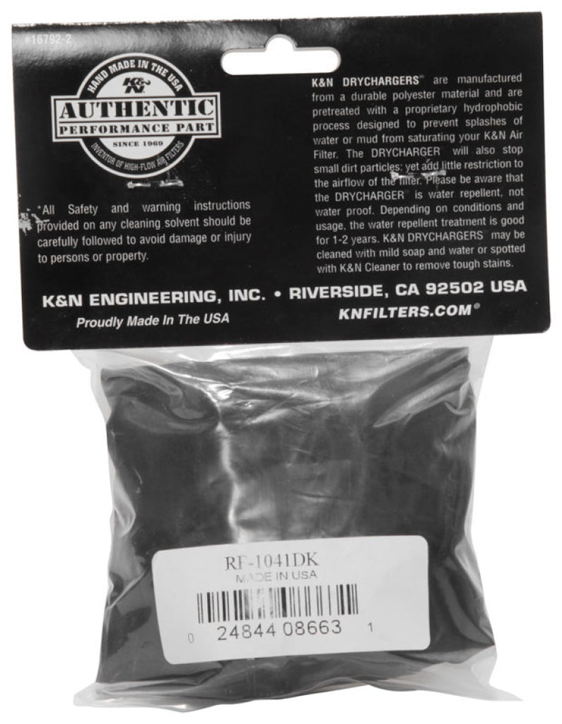 K&N Engineering Black Drycharger Round Tapered Custom Air Filter Wrap - Part No. KNNRF-1041DK
