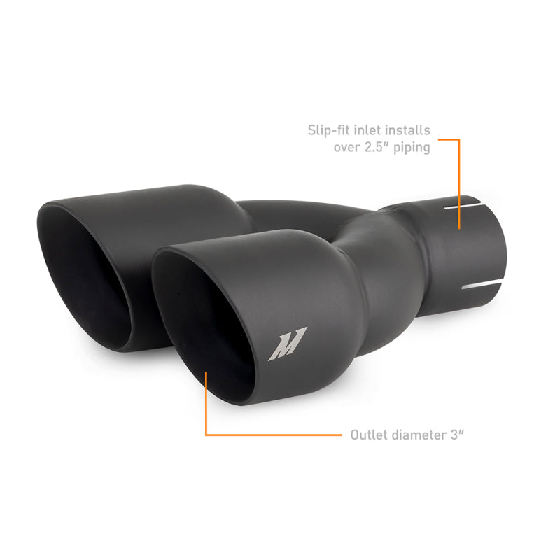 Mishimoto Dual Offset Exhaust Tips 2.5-inch Inlet, 3-inch Outlet Slash Cut in Black