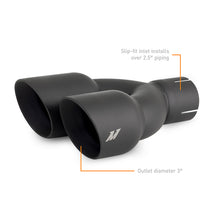 Load image into Gallery viewer, Mishimoto Dual Offset Exhaust Tips 2.5-inch Inlet, 3-inch Outlet Slash Cut in Black