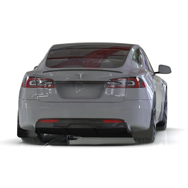 Rally Armor UR Series Mud Flaps for Tesla Model S (2021-2024) – Black with Red Logo