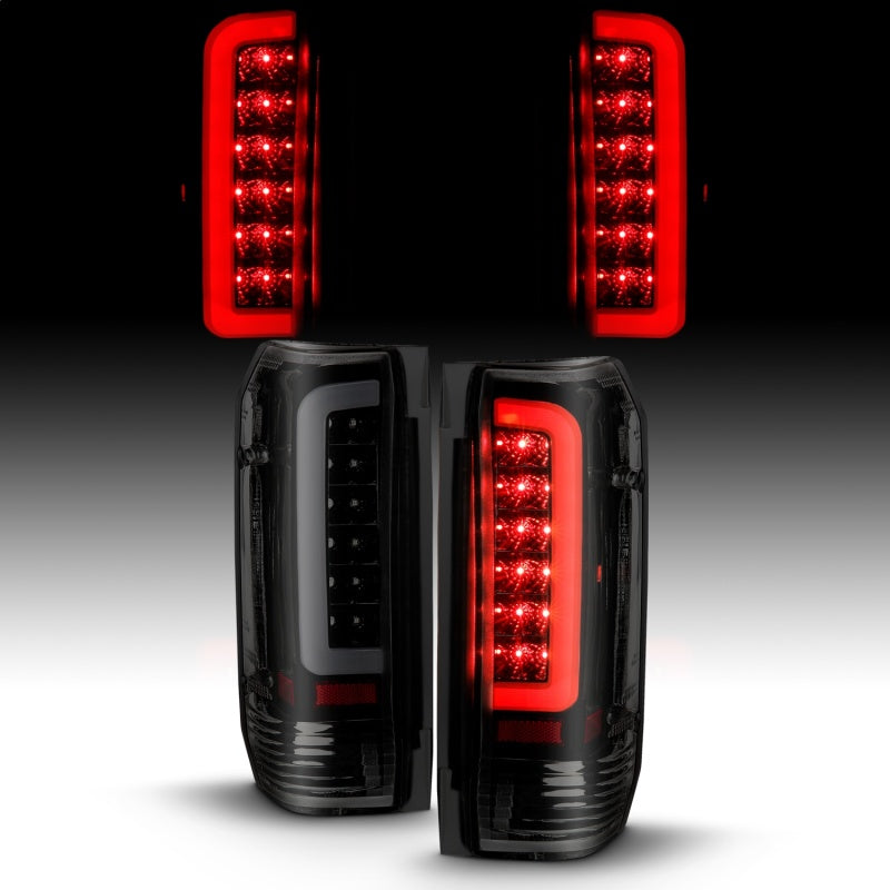 ANZO 1987-1996 Ford F-150 LED Tail Lights with Smoke Lens and Black Housing - Pair