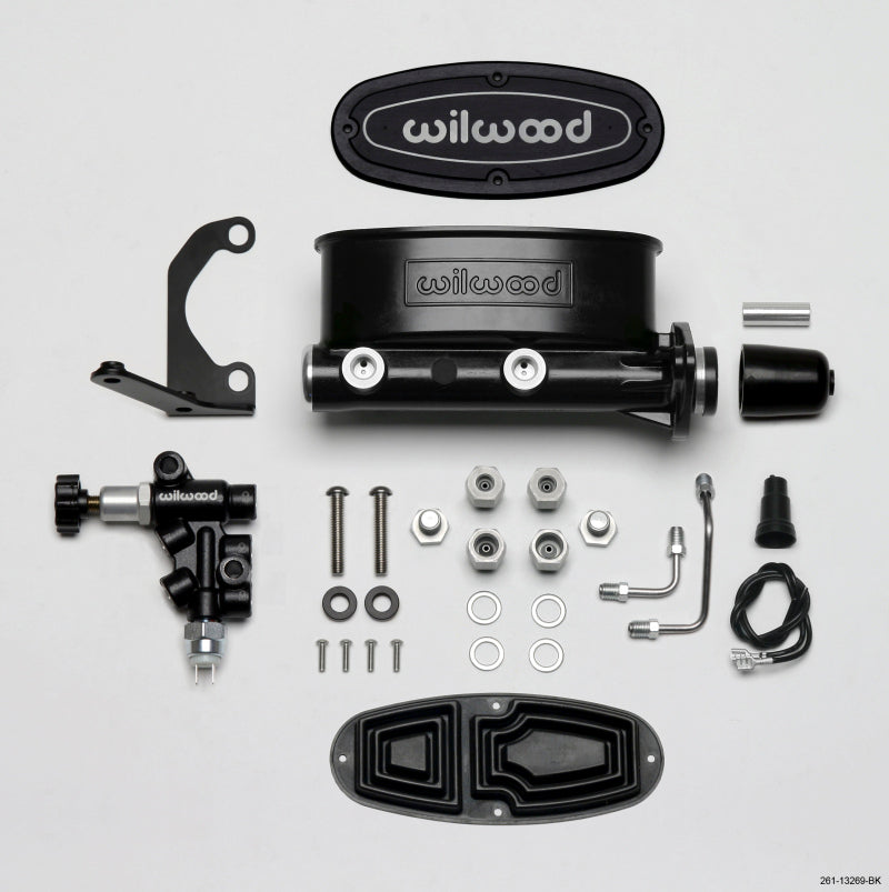 Wilwood HV Tandem Master Cylinder Kit with Proportioning Valve - 1 Inch Bore, Black Finish