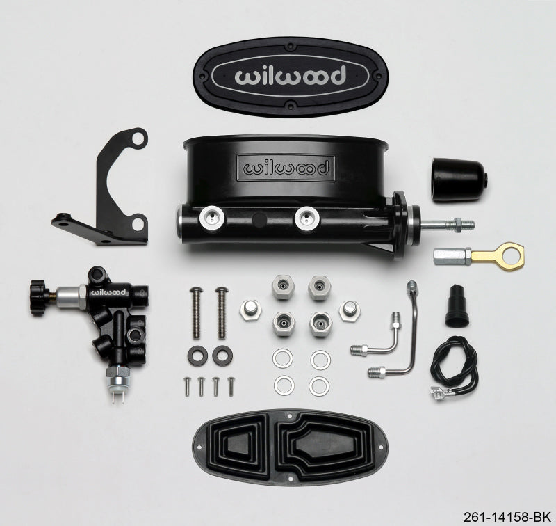 Wilwood HV Tandem Master Cylinder Kit with Proportioning Valve for Early Ford Mustang * 15/16 inch Bore, Black Finish