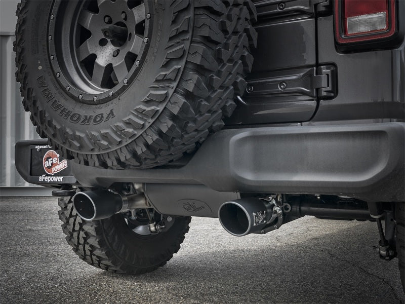 aFe Rebel Series 2.5-inch Stainless Steel Axle-Back Exhaust System with Black Tips for 2018-2023 Jeep Wrangler (JL) V6 3.6L