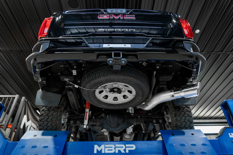 MBRP Armor Plus T409 Stainless Steel Single Side Exit Exhaust System for 2020 GMC Sierra 2500HD & Silverado 3500HD with 6.6L Engine