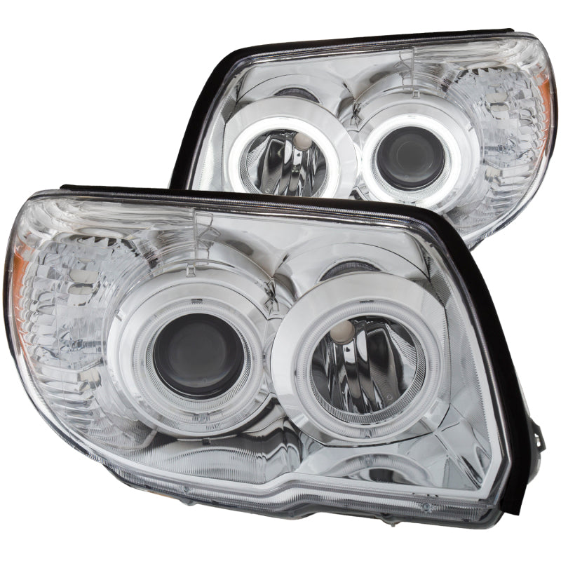 ANZO 2006-2009 Toyota 4Runner Projector Headlights with Halo - Chrome Housing, Clear Lens, Pair