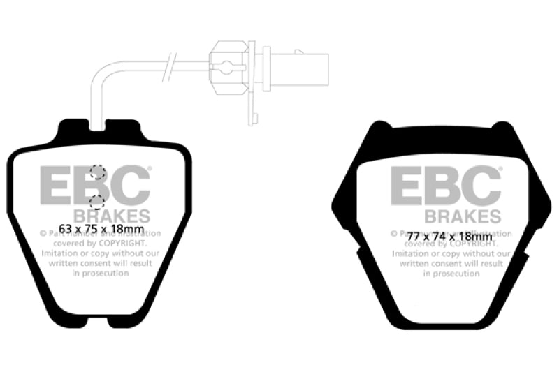 EBC Redstuff Ceramic Low Dust Brake Pads for Audi A6 Quattro and S4 - Part Number EBCDP31348C