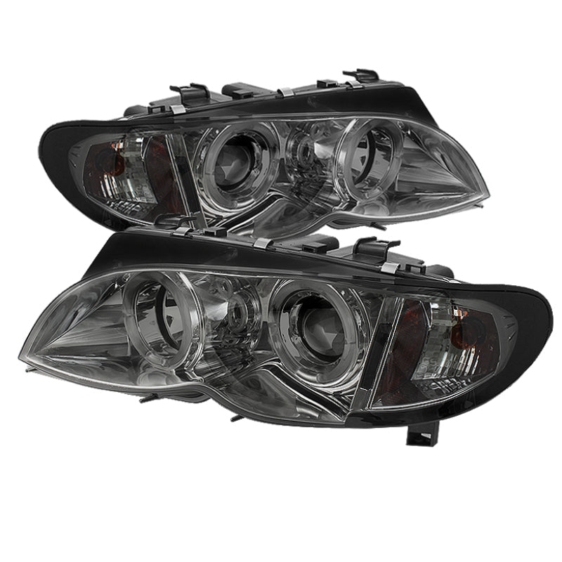 Spyder BMW E46 3-Series 2002-2005 Smoke Halo Projector Headlights with LED Halo - Part Number SPY5042422