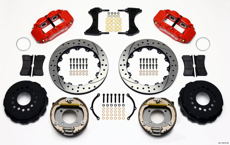 Wilwood Narrow Superlite 4R Rear Parking Brake Disc Kit for Chevy 12 Bolt with Red Calipers - Part Number WIL140-13678-DR