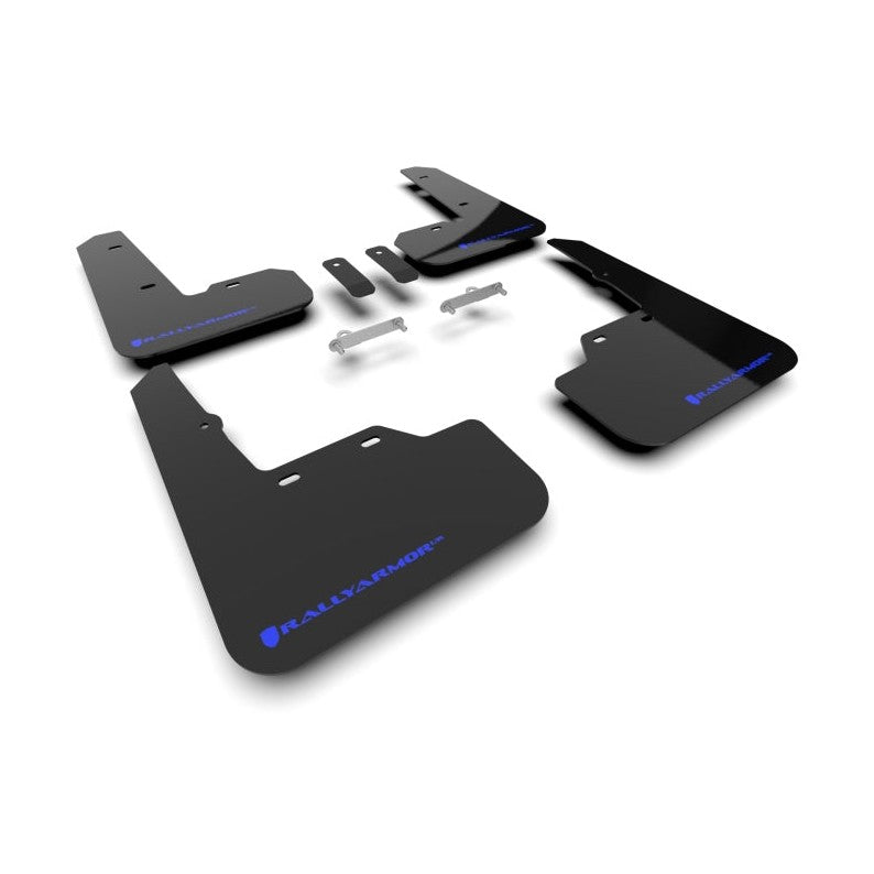 Rally Armor UR Series Black Mud Flaps with Blue Logo for Subaru WRX 2022-2024