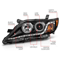 Load image into Gallery viewer, ANZO 2010-2011 Toyota Camry Projector Headlights with Halo - Black Housing, Clear Lens, CCFL
