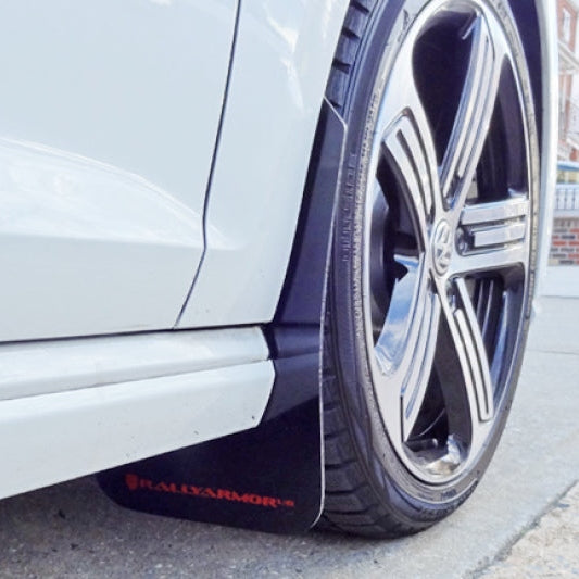 Rally Armor 15-17.5 MKVII VW Golf R Black UR Mud Flap with White Logo