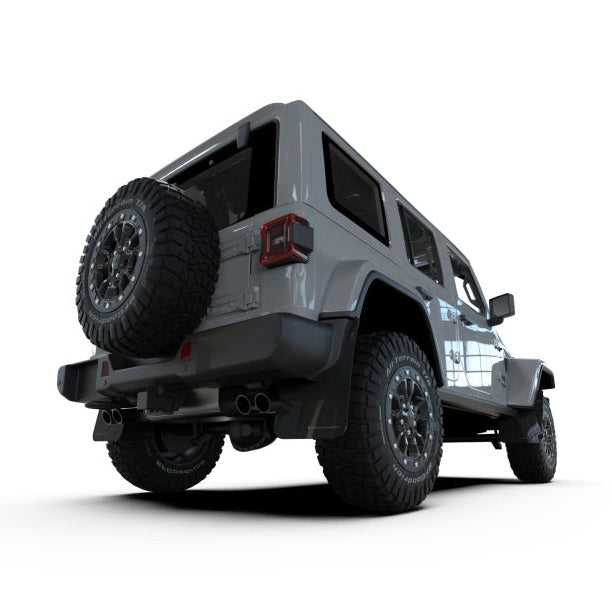 Rally Armor 2018+ Jeep Wrangler Rubicon JL Black UR Mud Flap with Metallic Black Logo