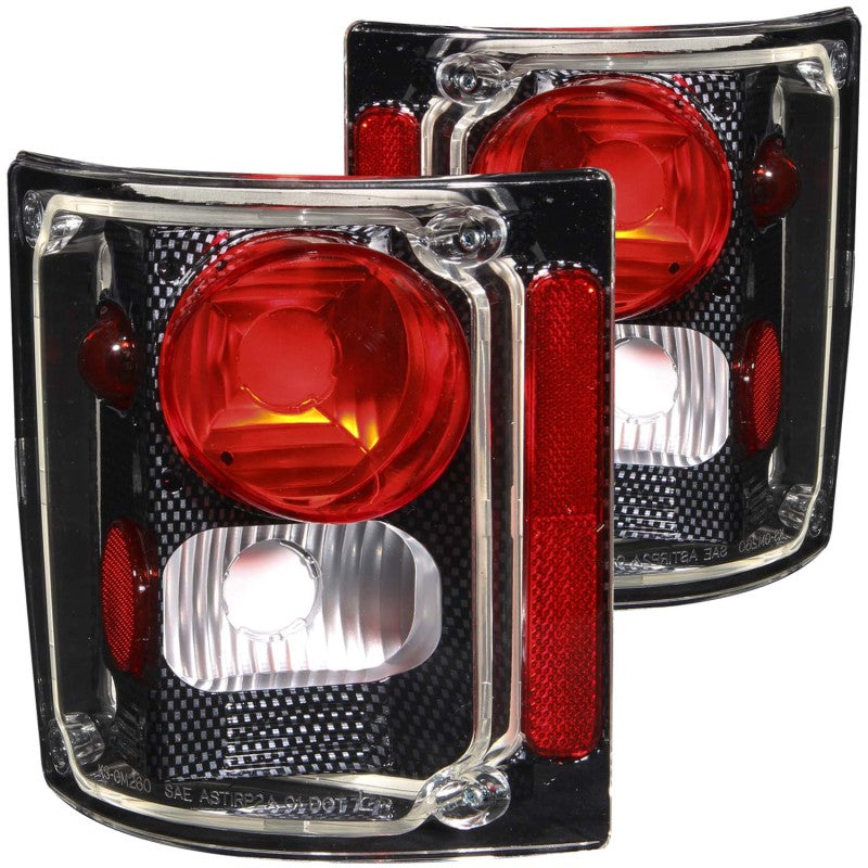 ANZO Chevrolet C10 Tail Light Assembly Pair with Clear/Red Lens and Carbon Housing