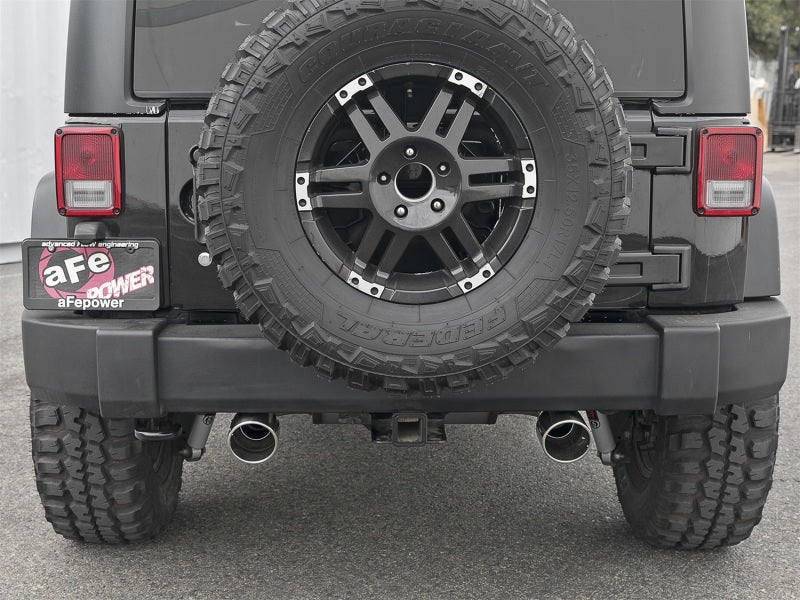 aFe Rebel Series 2.5-inch Dual Stainless Steel Axle-Back Exhaust System for Jeep Wrangler (2007-2018) with V6-3.6L / 3.8L Engine