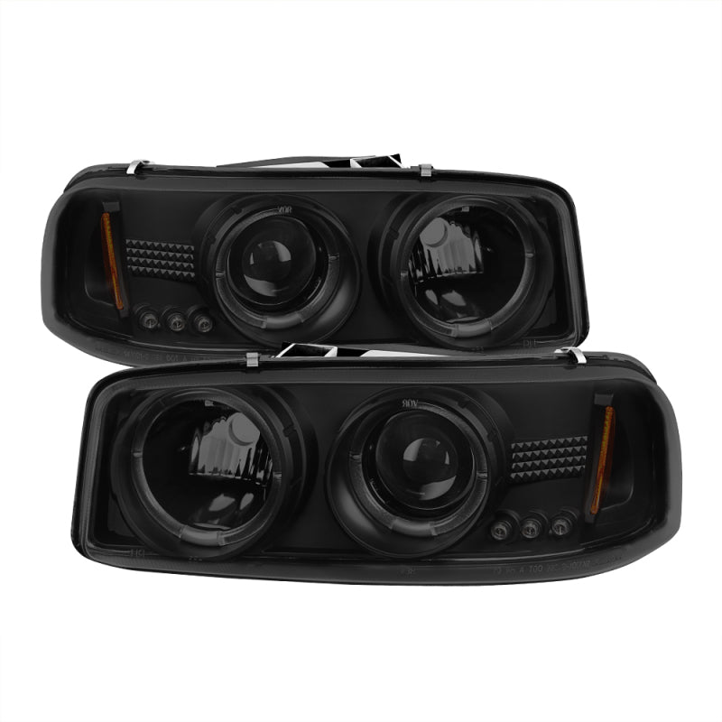 Spyder GMC Sierra 1500/2500 1999-2006 Projector Headlights with LED Halo and Black Smoke Finish